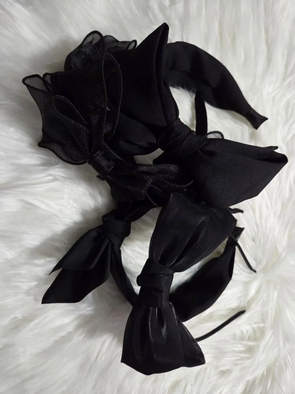 Set of 4 Black Bow Headbands
